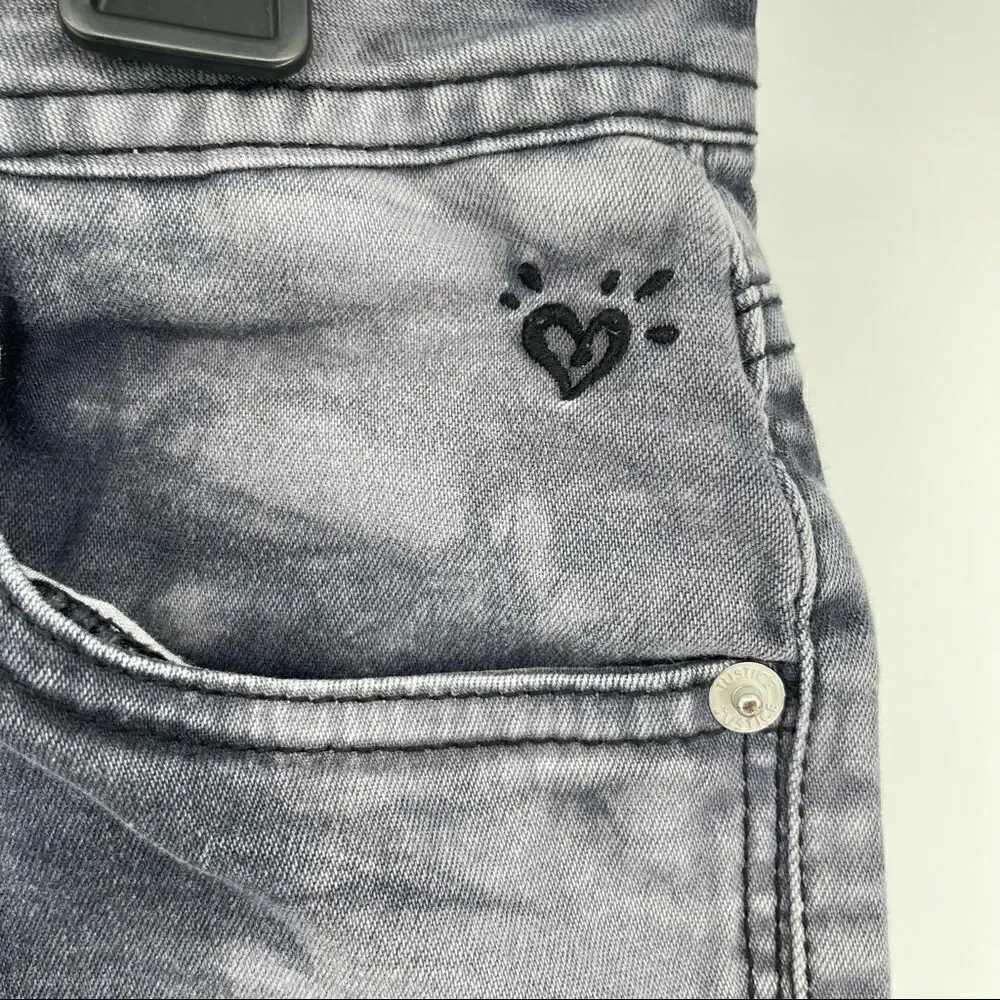 Justice Premium Jeans Girl’s Simply Low Tie Dye Gray Denim Skinny Jeans Size 14